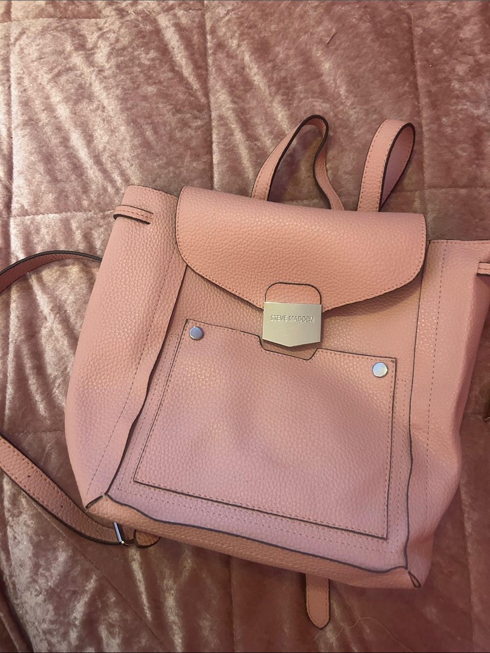 Steve Madden Pink Pebbled Leather Satchel Backpack